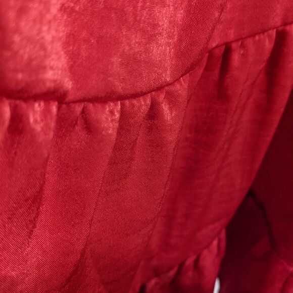 New MONTEAU Los Angeles red scallop dress size L @Z - Picture 5 of 12